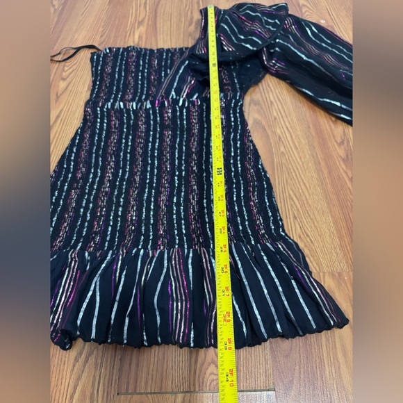 Farm Rio Lurex Stripes Metallic Mini Dress in Black - Picture 10 of 10